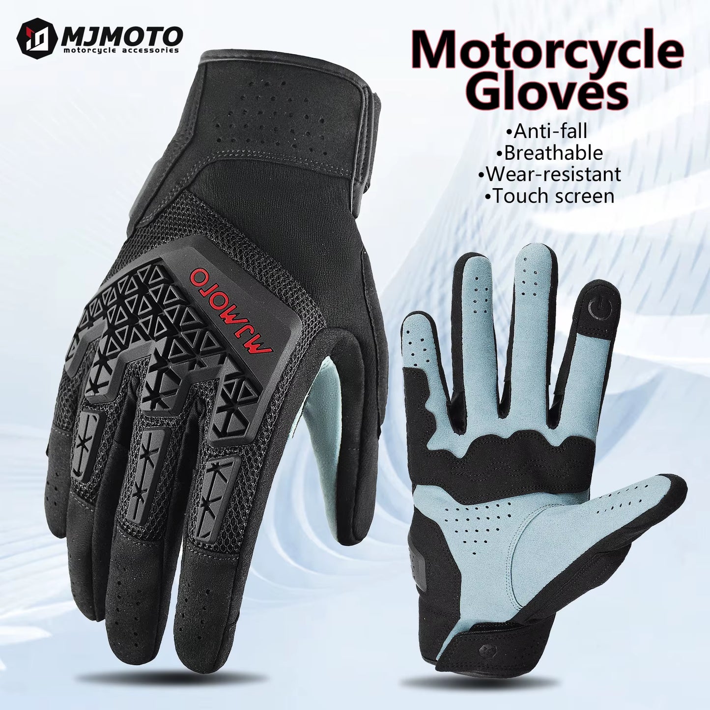 MJMOTO Dirt Bike MTB Bicycle Gloves Motorcycle Adventure Touring Ventilated Gloves Genuine CE Certified Motorbike Racing Glove