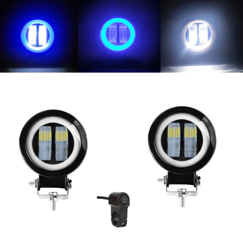 Motorcycle Headlights round Angel Eye Additional Motorcycle Led Lights Spotlights Auxiliary Fog Lights Motorcycle Accessories