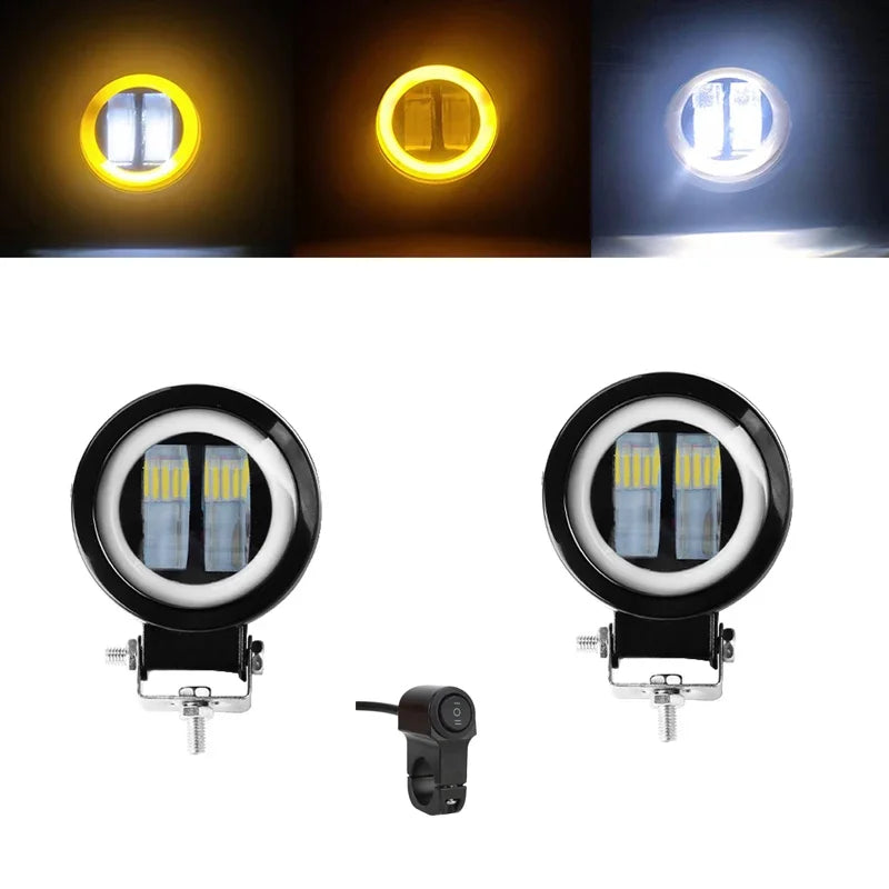 Motorcycle Headlights round Angel Eye Additional Motorcycle Led Lights Spotlights Auxiliary Fog Lights Motorcycle Accessories