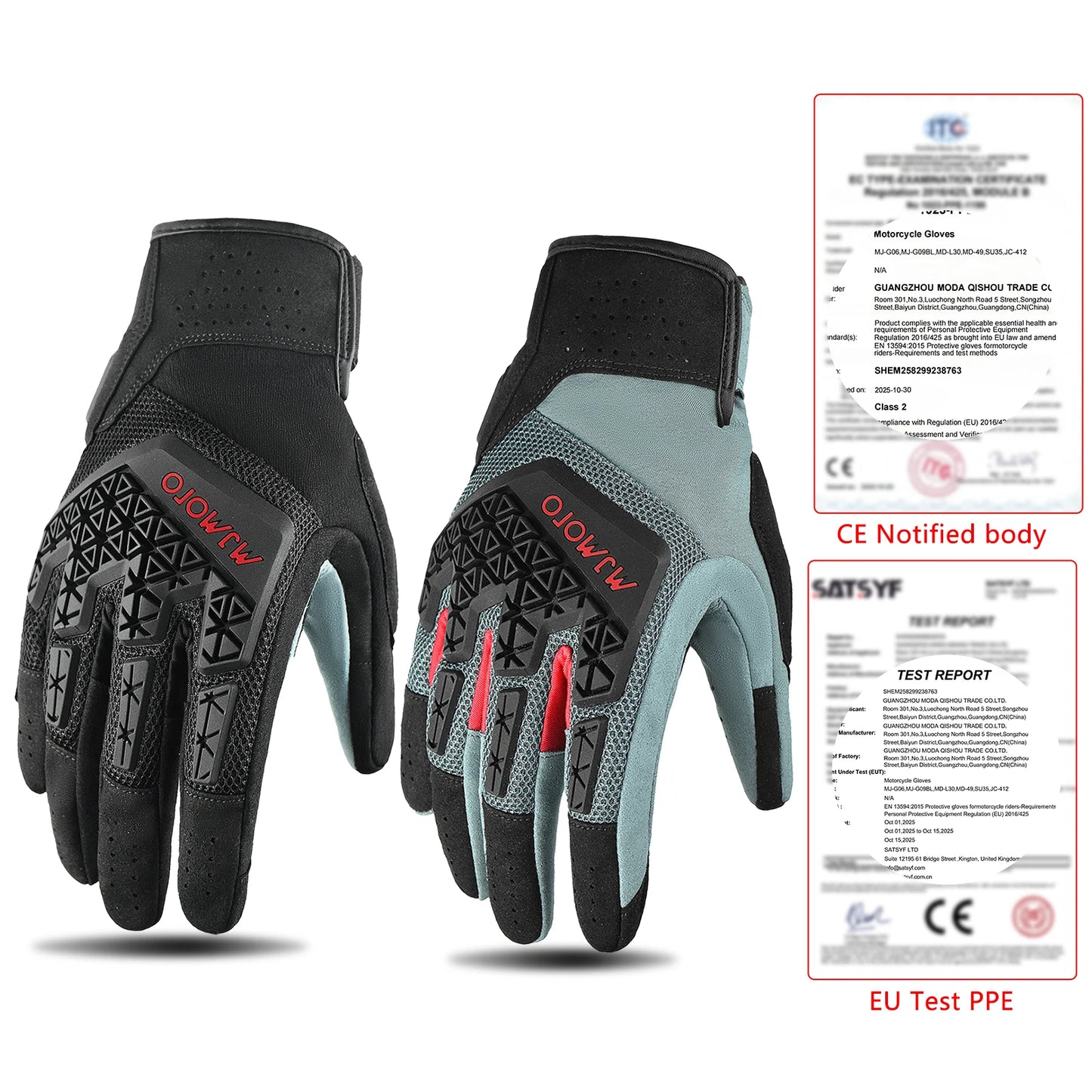 MJMOTO Dirt Bike MTB Bicycle Gloves Motorcycle Adventure Touring Ventilated Gloves Genuine CE Certified Motorbike Racing Glove