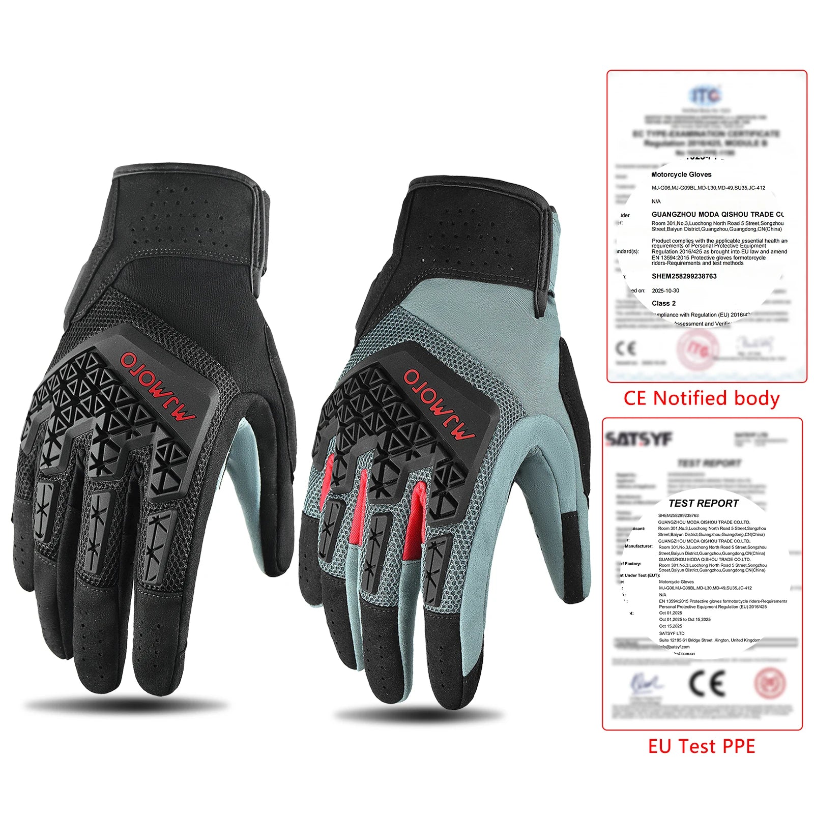 MJMOTO Dirt Bike MTB Bicycle Gloves Motorcycle Adventure Touring Ventilated Gloves Genuine CE Certified Motorbike Racing Glove