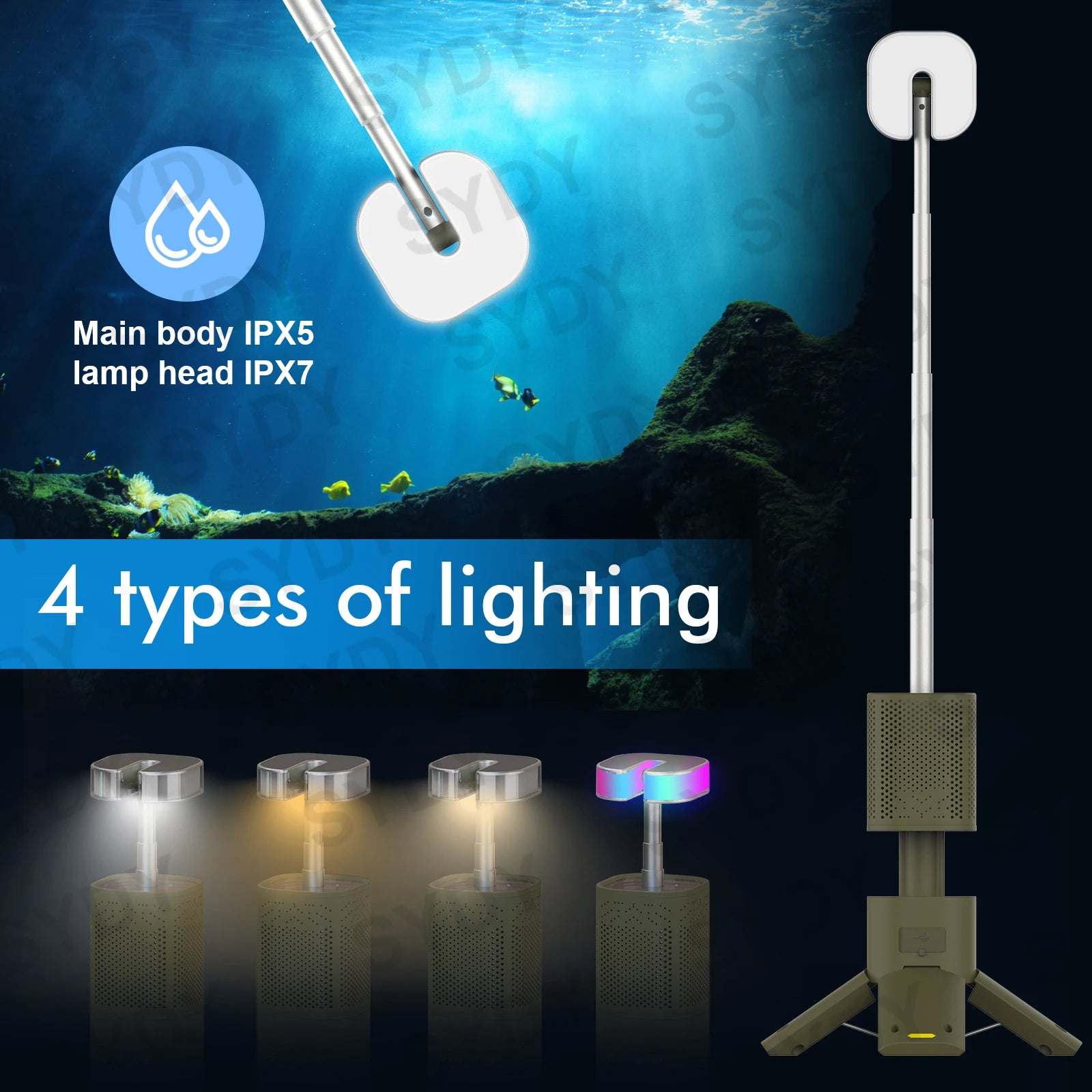 Camping Lantern 14000Mah Rechargeable Telescopic Lighting Magnetic Stand with Speaker Portable Waterproof Outdoor LED Flashlight
