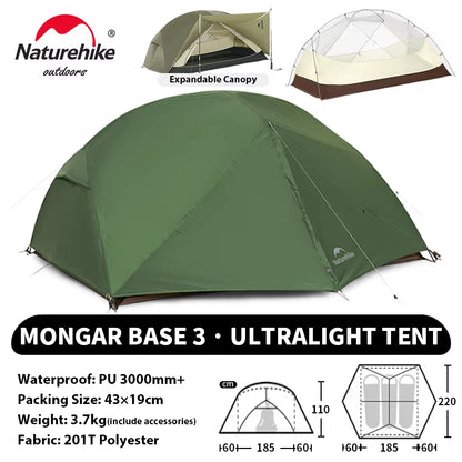 Mongar UL PRO 1-3 People Tent 20D Ultralight Travel Waterproof Hiking Survival Outdoor Camping Portable Sun Shelter