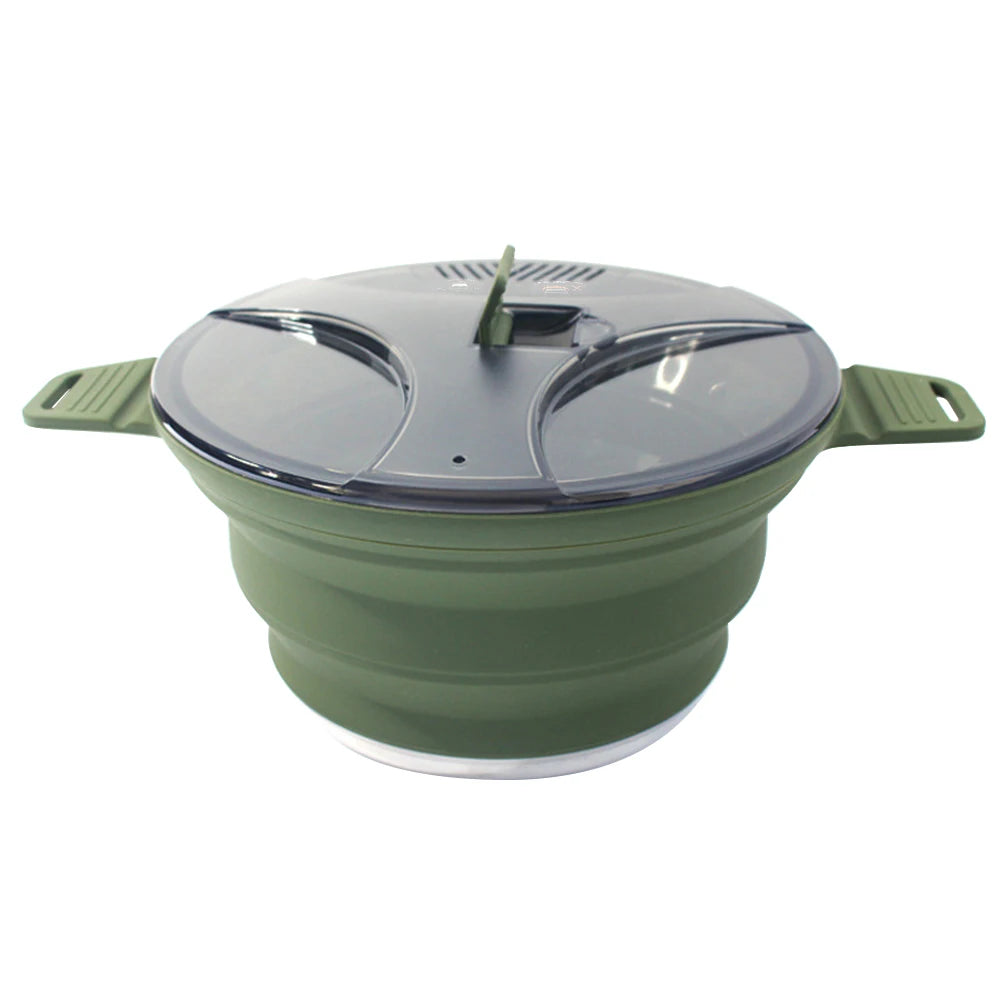 Foldable Portable Camping Cook Pot Saving Space Camping Cookware Pot Heat Resistant with Handle for Hiking Backpacking Tableware