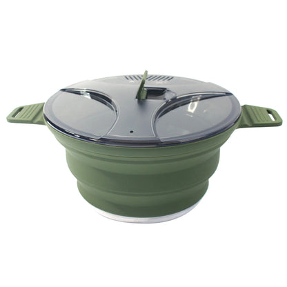 Foldable Portable Camping Cook Pot Saving Space Camping Cookware Pot Heat Resistant with Handle for Hiking Backpacking Tableware