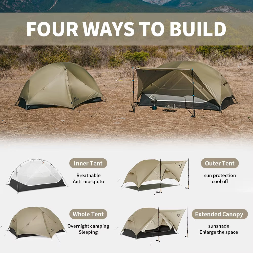 Mongar UL PRO 1-3 People Tent 20D Ultralight Travel Waterproof Hiking Survival Outdoor Camping Portable Sun Shelter