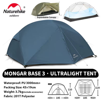 Mongar UL PRO 1-3 People Tent 20D Ultralight Travel Waterproof Hiking Survival Outdoor Camping Portable Sun Shelter
