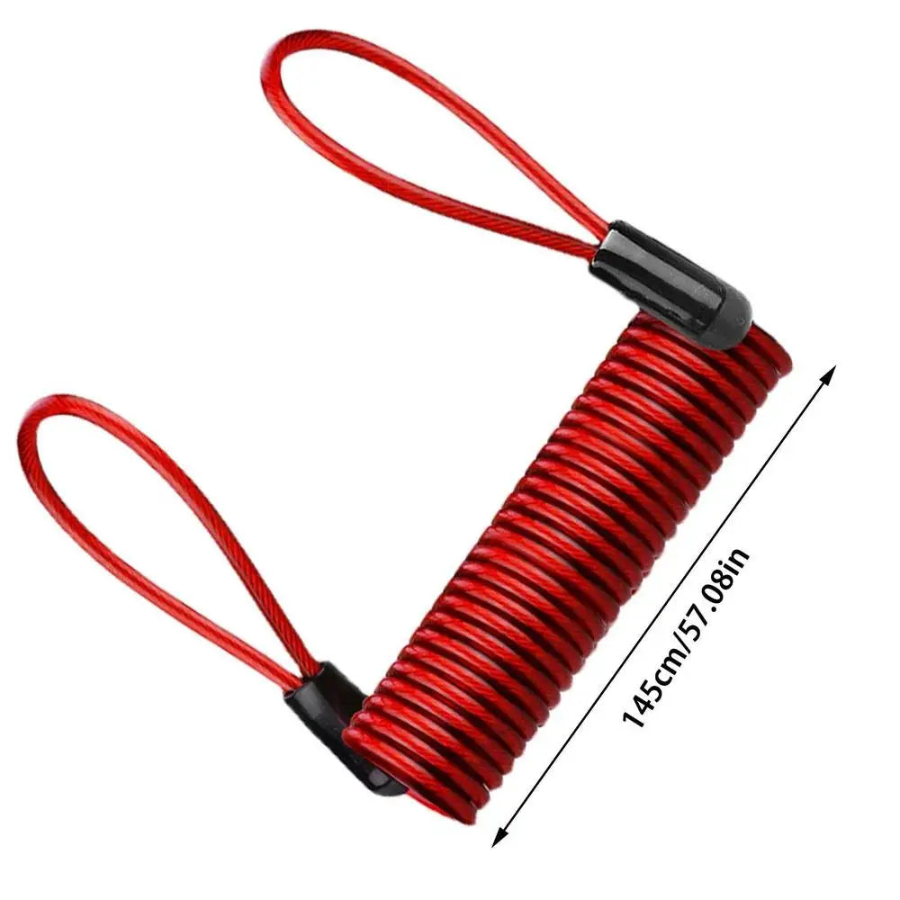 120Cm Motorcycle Scooter Disc Lock Reminder Cable anti Theft Protection Disc Lock Cable Security Steel Wire Spring Helmets Lock