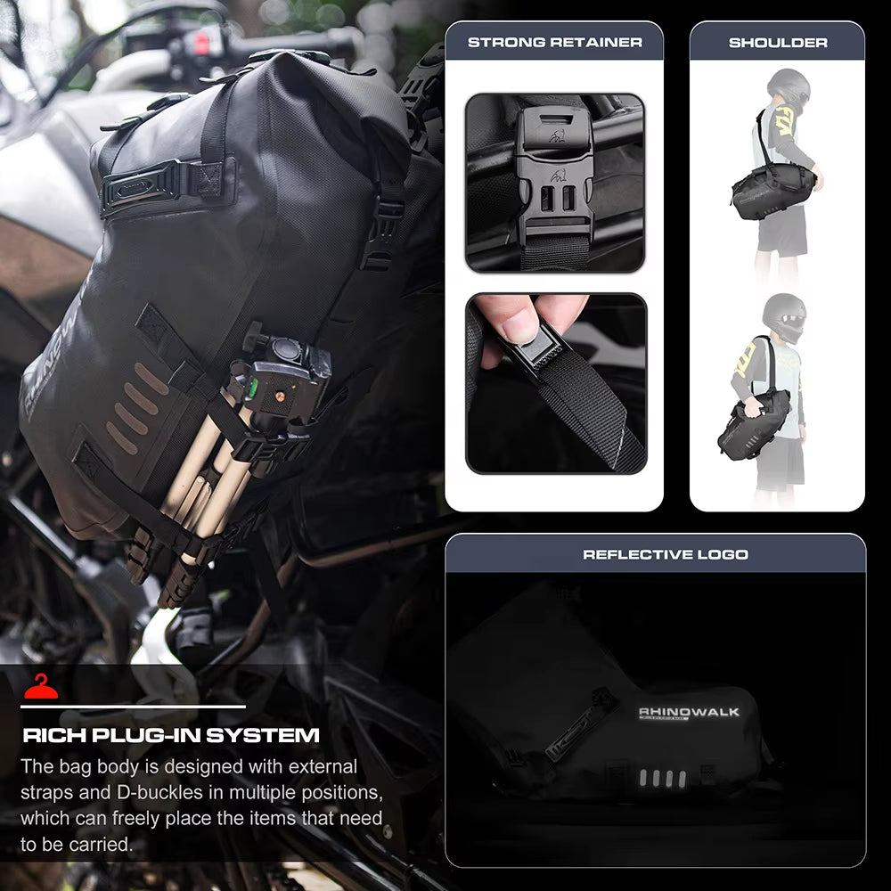 Rhinowalk 28 Liter Waterproof Pannier Bag for Motorcycle Adventure High Quality Motorbike Saddle Drypack-Pair