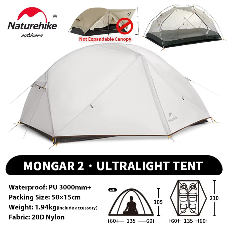 Mongar UL PRO 1-3 People Tent 20D Ultralight Travel Waterproof Hiking Survival Outdoor Camping Portable Sun Shelter