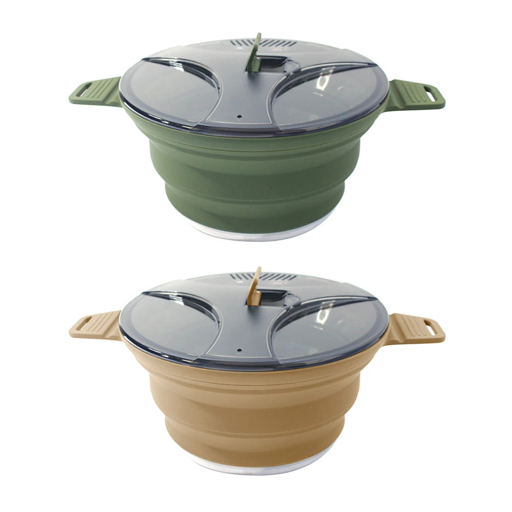 Foldable Portable Camping Cook Pot Saving Space Camping Cookware Pot Heat Resistant with Handle for Hiking Backpacking Tableware