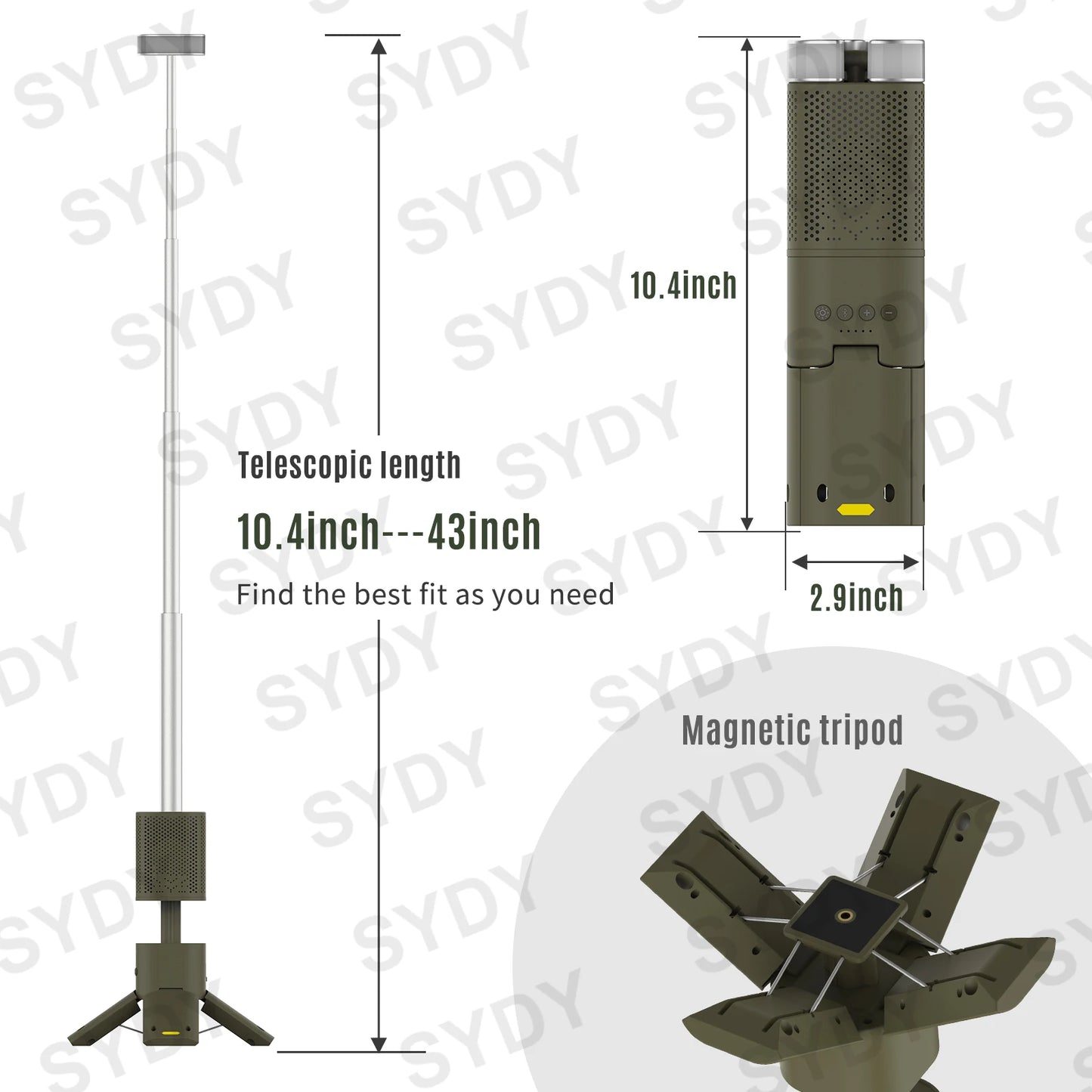 Camping Lantern 14000Mah Rechargeable Telescopic Lighting Magnetic Stand with Speaker Portable Waterproof Outdoor LED Flashlight