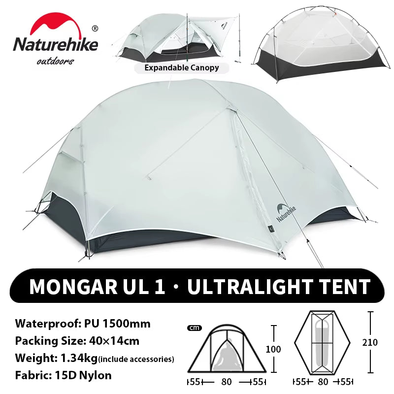 Mongar UL PRO 1-3 People Tent 20D Ultralight Travel Waterproof Hiking Survival Outdoor Camping Portable Sun Shelter