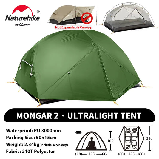 Mongar UL PRO 1-3 People Tent 20D Ultralight Travel Waterproof Hiking Survival Outdoor Camping Portable Sun Shelter