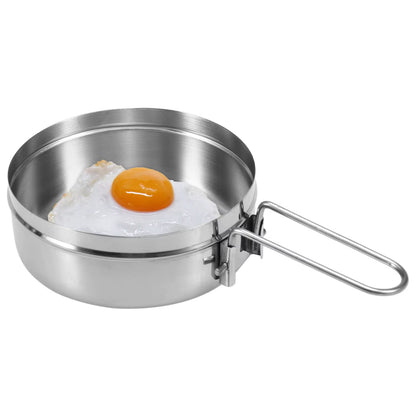 1L Camping Kettle Stainless Steel Cooking Kettle Camping Pot Portable Outdoor Camping Backpacking Pot with Foldable Handle