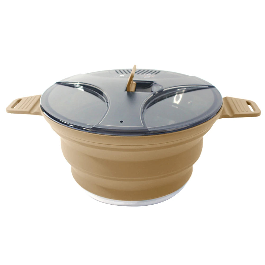 Foldable Portable Camping Cook Pot Saving Space Camping Cookware Pot Heat Resistant with Handle for Hiking Backpacking Tableware