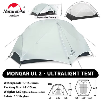 Mongar UL PRO 1-3 People Tent 20D Ultralight Travel Waterproof Hiking Survival Outdoor Camping Portable Sun Shelter