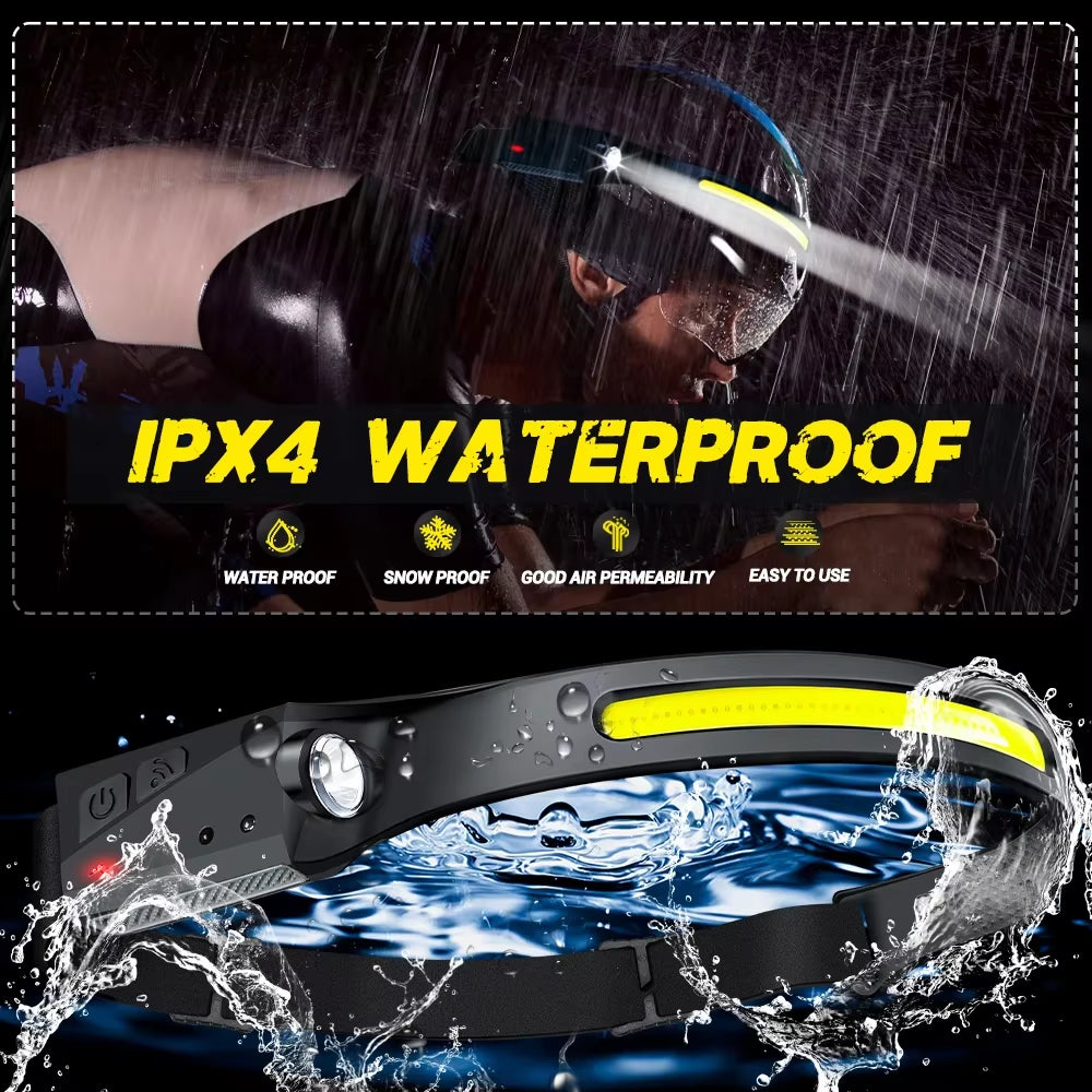 1/2/3PCS LED Induction Headlamp Camping Search Light USB Rechargeable Headlight Led Head Torch Work Light with Built-In Battery