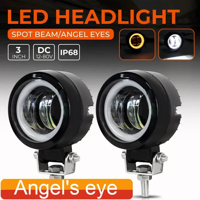 Motorcycle Headlights round Angel Eye Additional Motorcycle Led Lights Spotlights Auxiliary Fog Lights Motorcycle Accessories