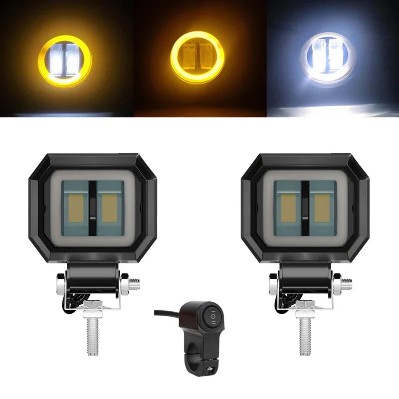 Motorcycle Headlights round Angel Eye Additional Motorcycle Led Lights Spotlights Auxiliary Fog Lights Motorcycle Accessories