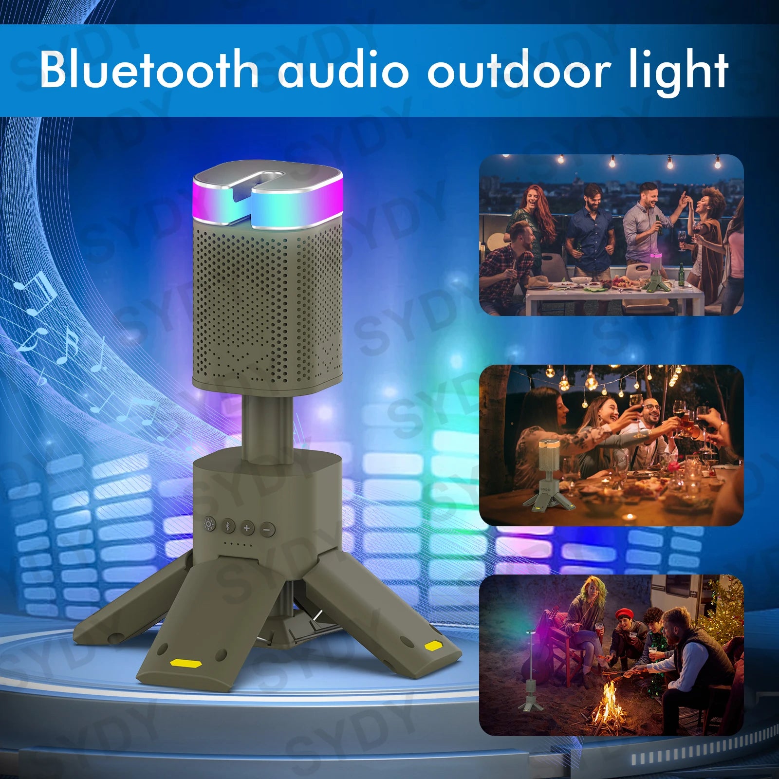 Camping Lantern 14000Mah Rechargeable Telescopic Lighting Magnetic Stand with Speaker Portable Waterproof Outdoor LED Flashlight