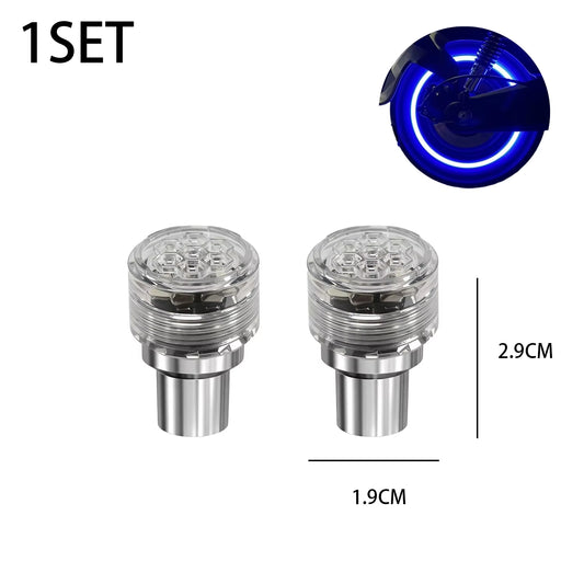 Tire Valve Cap Lights Colorful LED Wheel Light for Car Air Valve Caps Neon Light for Motorcycles Bicycles Auto Exterior 2Pcs/Set