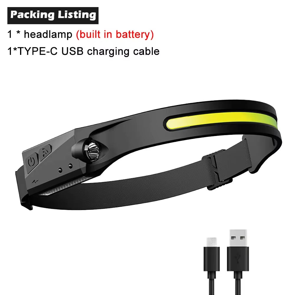 1/2/3PCS LED Induction Headlamp Camping Search Light USB Rechargeable Headlight Led Head Torch Work Light with Built-In Battery