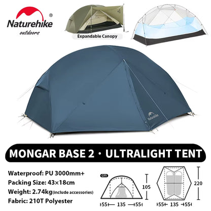Mongar UL PRO 1-3 People Tent 20D Ultralight Travel Waterproof Hiking Survival Outdoor Camping Portable Sun Shelter
