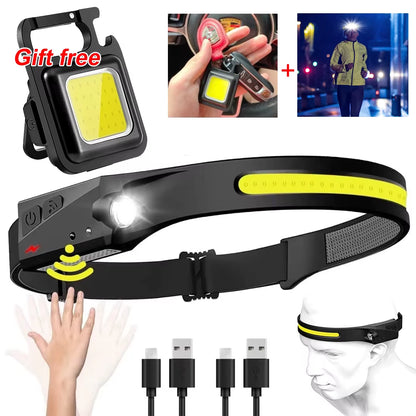 1/2/3PCS LED Induction Headlamp Camping Search Light USB Rechargeable Headlight Led Head Torch Work Light with Built-In Battery