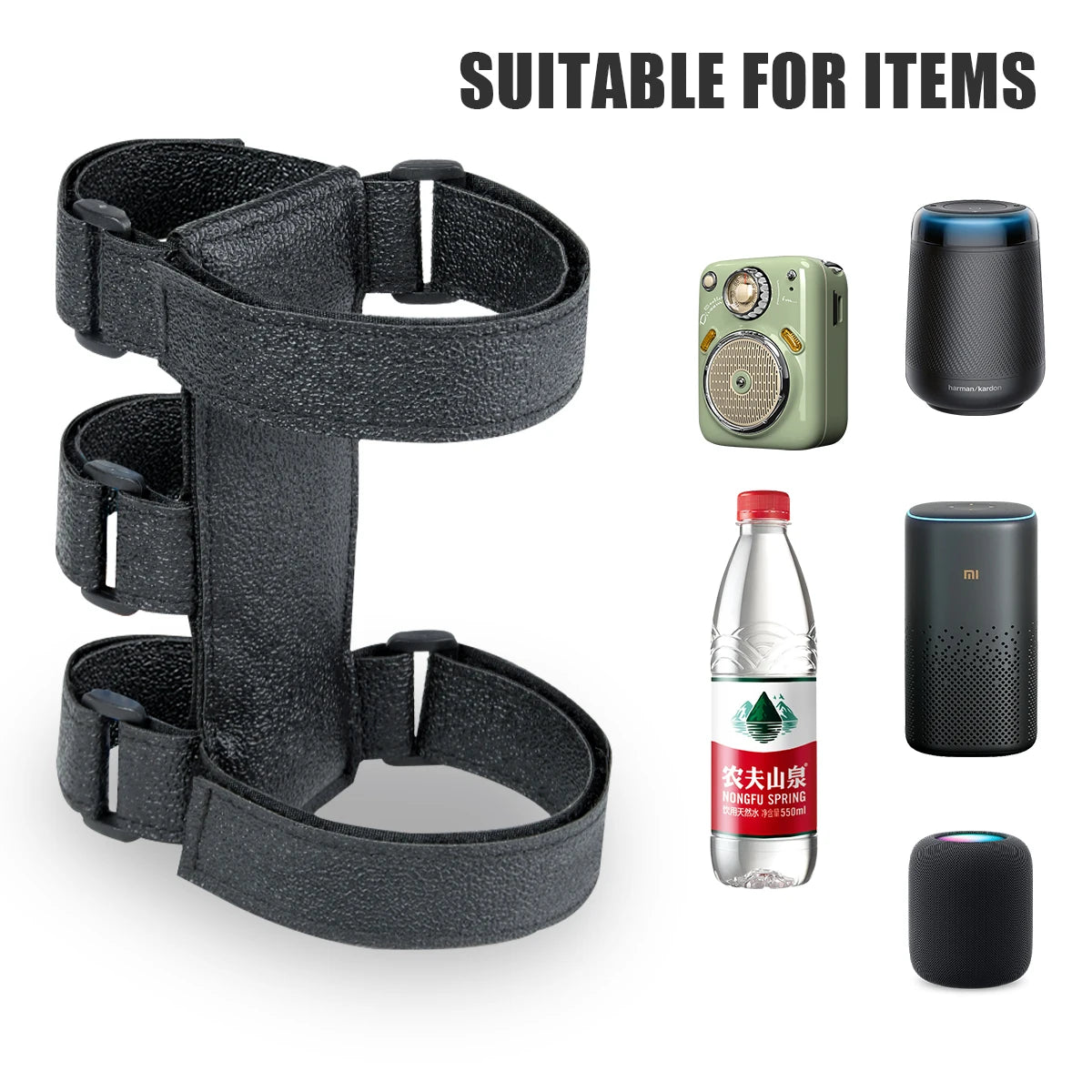 Universal Motorcycle Speaker Mount Bike Strap Holder Adjustable Outdoor Travel Camping Hiking Cycling Water Bottle Holder