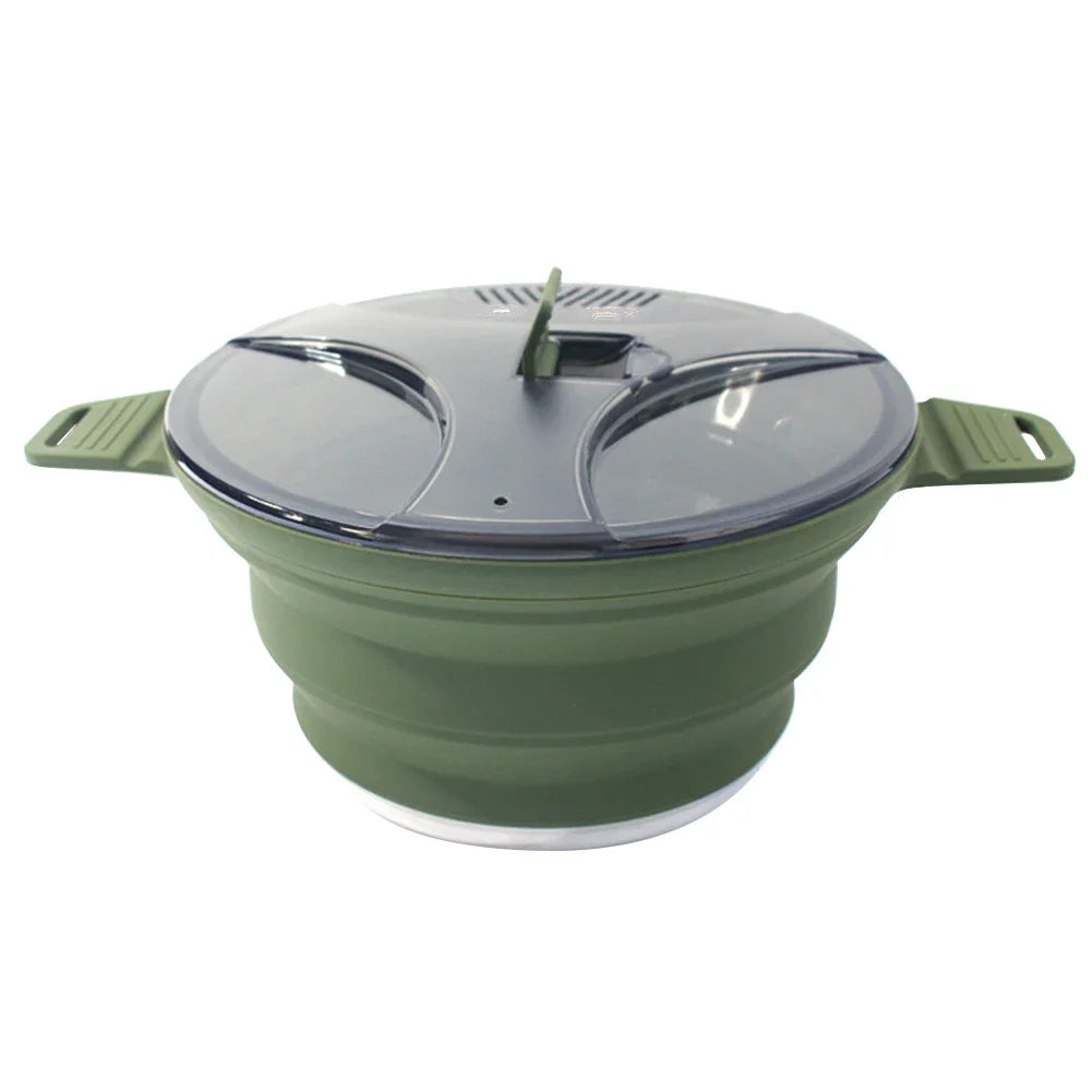 Silicone Folding Camping Kettle Pan Pot Portable Collapsible Heat Resistant Cookware Pot Food Grade for Outdoor Hiking Picnic