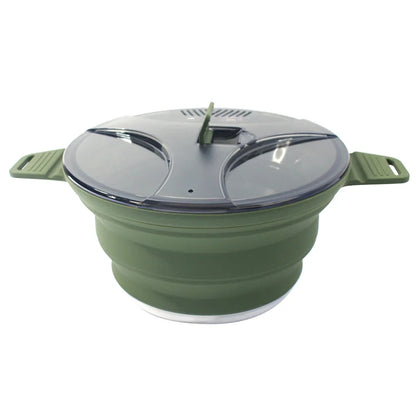 Silicone Folding Camping Kettle Pan Pot Portable Collapsible Heat Resistant Cookware Pot Food Grade for Outdoor Hiking Picnic